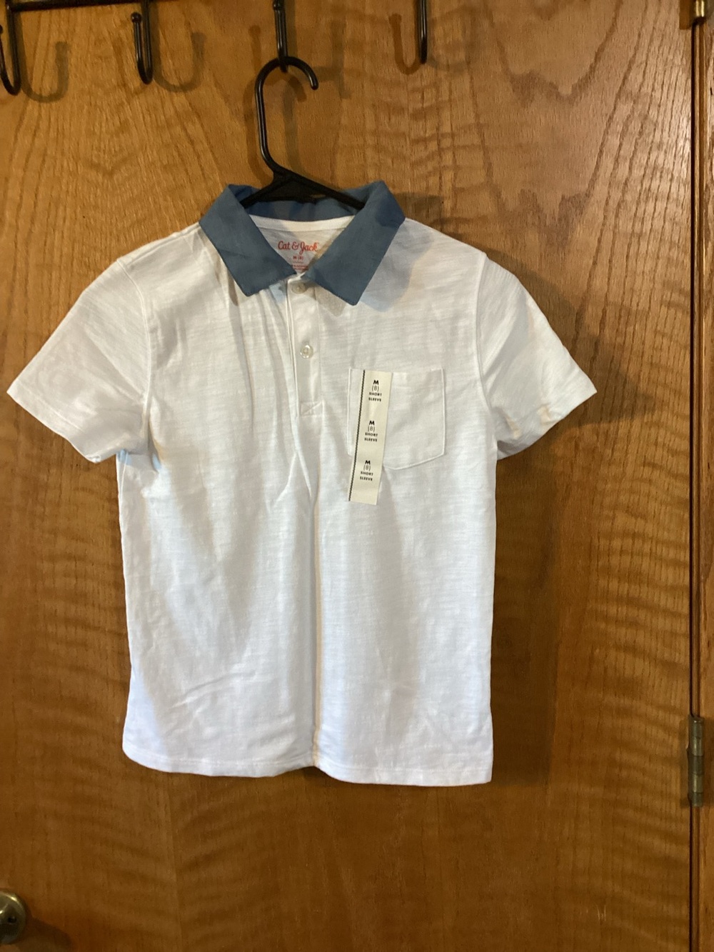 Cat & Jack White Polo with Blue Collar - Kids M(8)